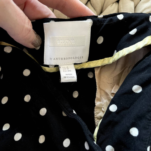 Anthropologie Chesapeake Wide-Legs Black White Polka Dot Floral Pants Size‎ 4 - Picture 16 of 16